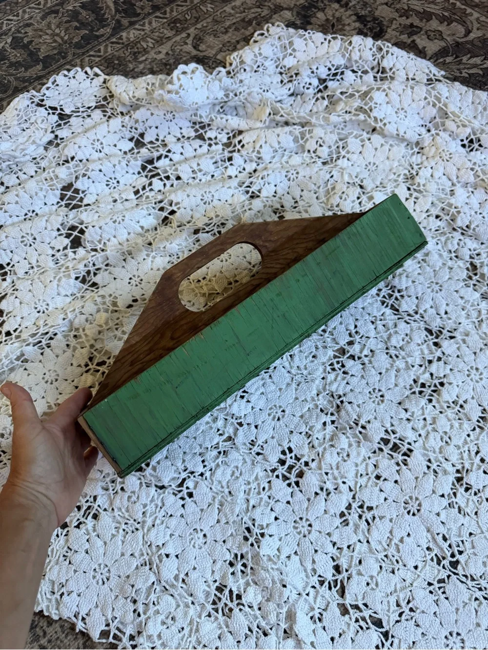 Vintage Wooden Plaster Float Green Primitive Carpenter Tool Farmhouse Decor